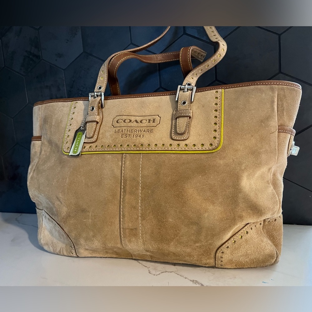 Vintage Coach Suede tote bag